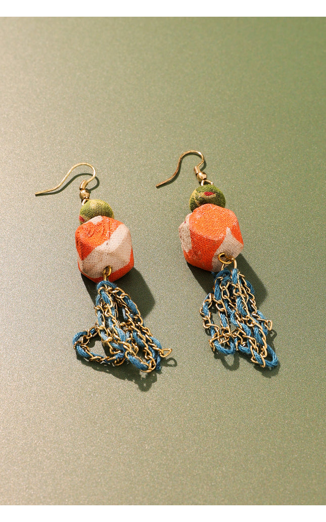 Multicolor Chain Tassel Earrings