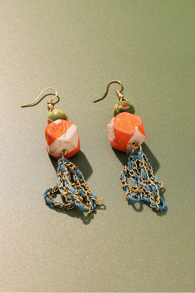 Multicolor Chain Tassel Earrings