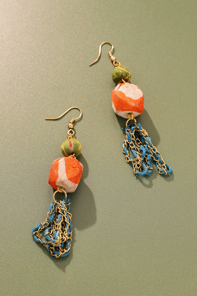 Multicolor Chain Tassel Earrings