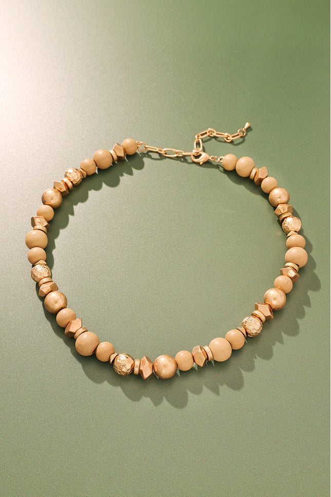 Beige and Gold Beaded Necklace