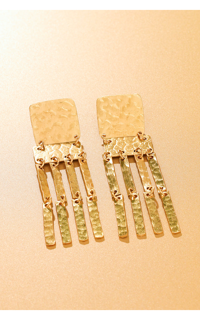 Hammered Multi-Strand Dangle Earrings
