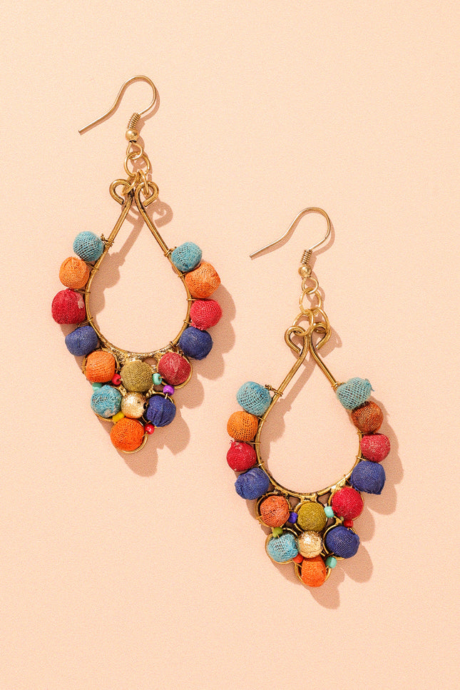 Teardrop Multicolor Beaded Earrings