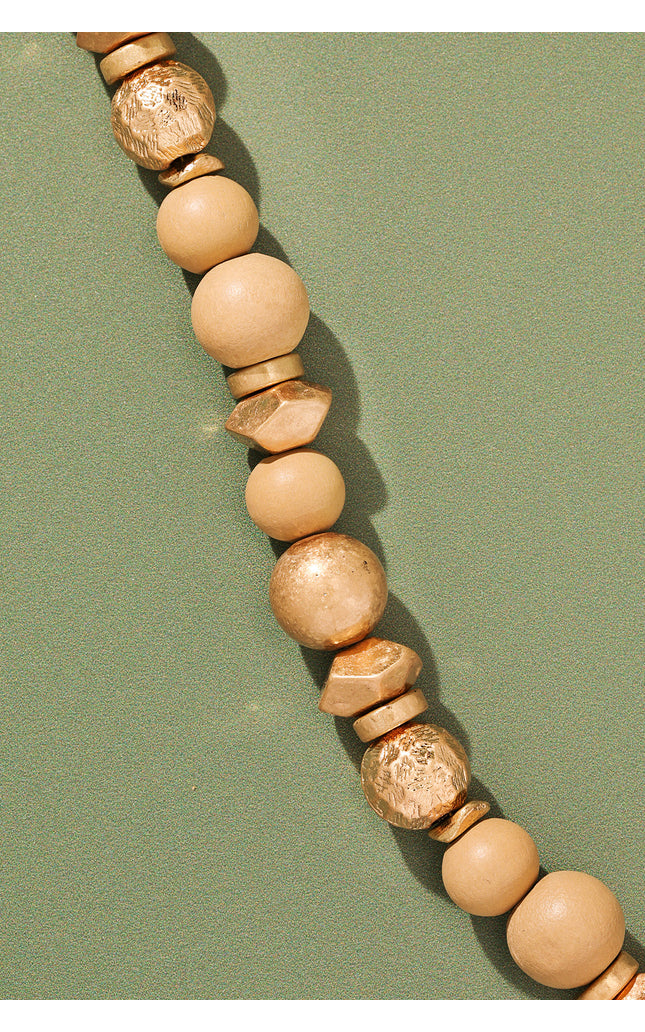 Beige and Gold Beaded Necklace