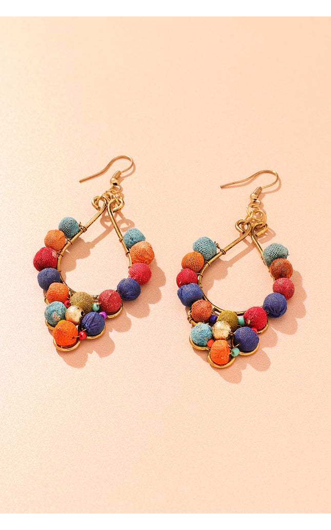 Teardrop Multicolor Beaded Earrings