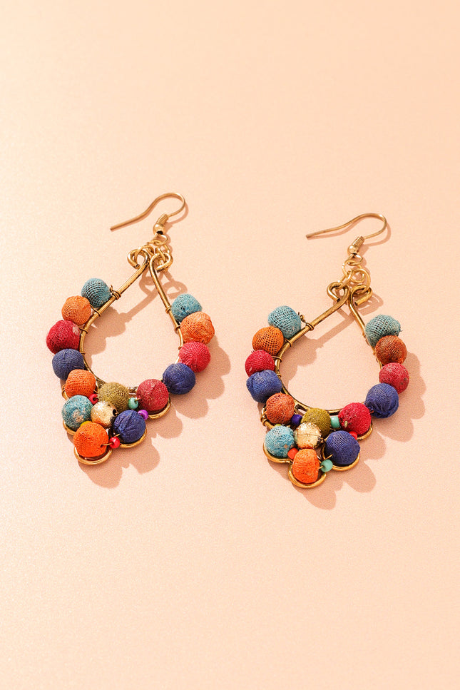Teardrop Multicolor Beaded Earrings
