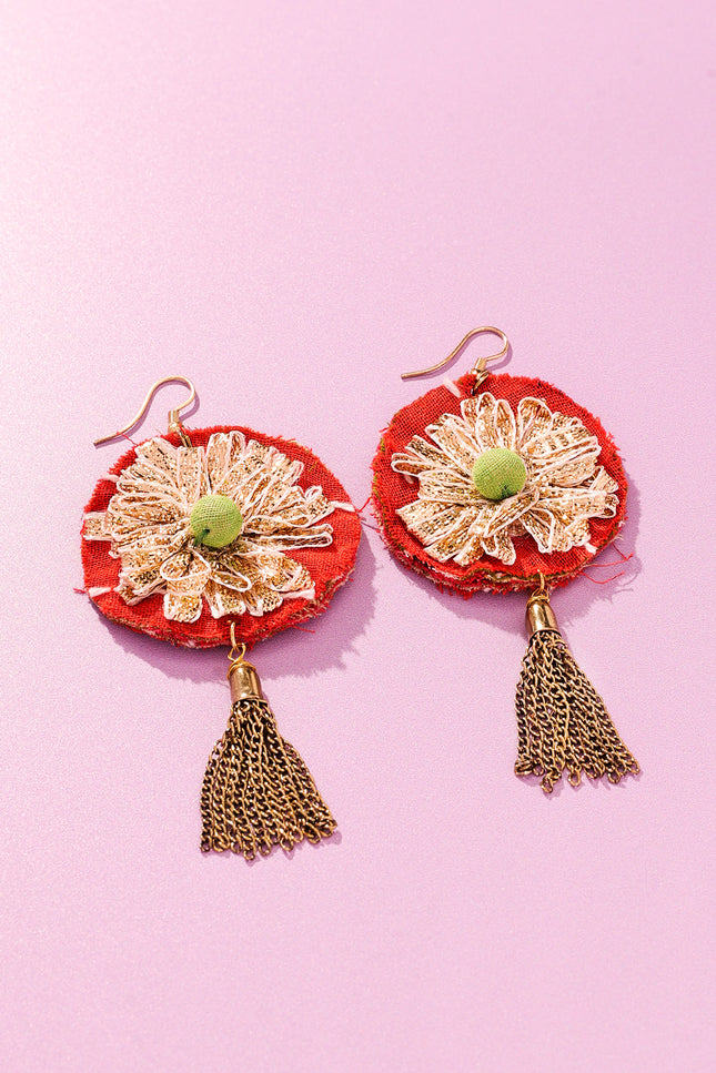 Floral Chain Tassel Earrings