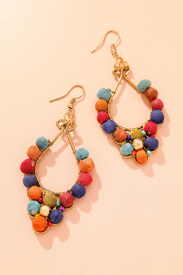 Teardrop Multicolor Beaded Earrings