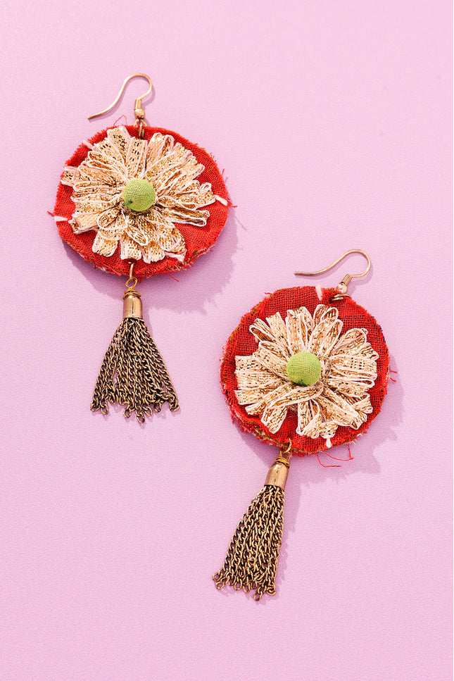 Floral Chain Tassel Earrings