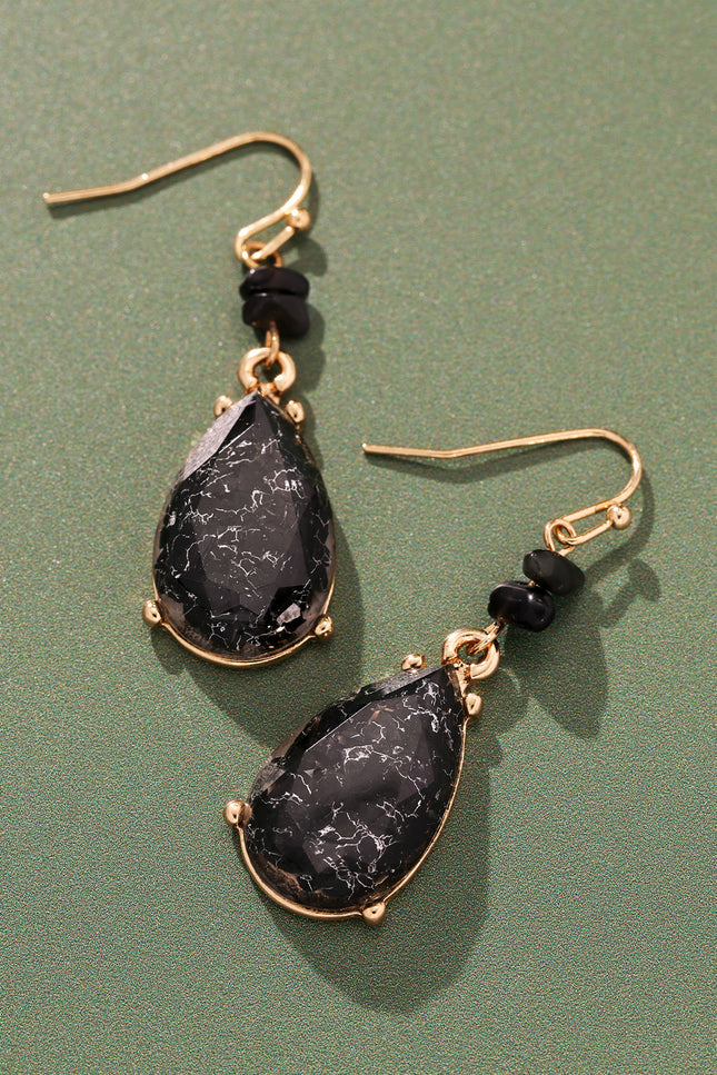 Midnight Marble Teardrop Earrings