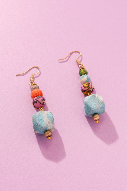 Playful Fabric Beaded Earrings