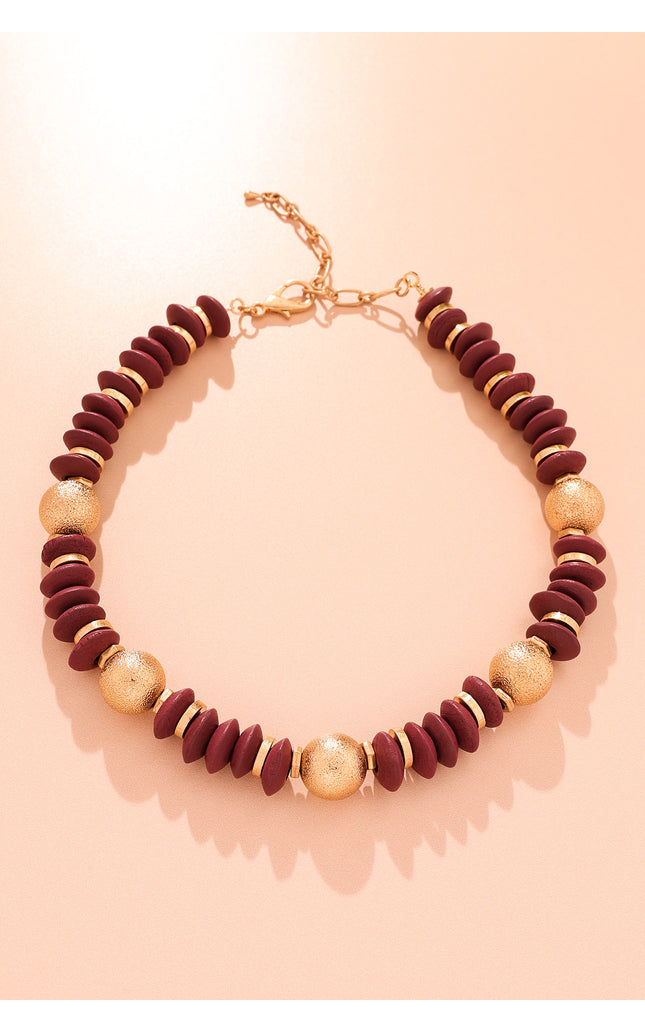 Burgundy Gold Necklace