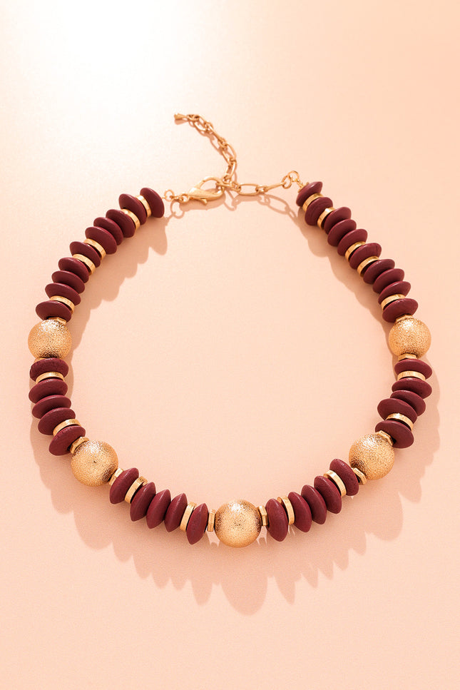 Burgundy Gold Necklace