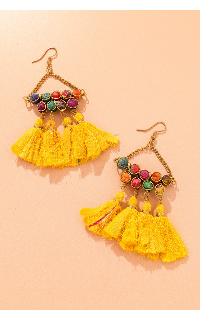 Sunshine Tassel Drop Earrings