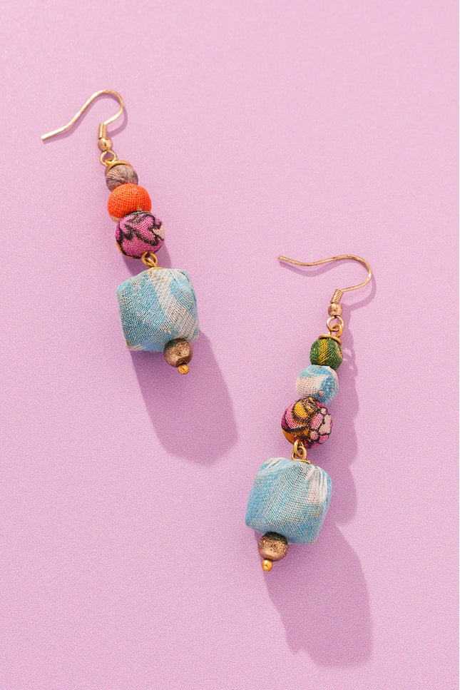 Playful Fabric Beaded Earrings