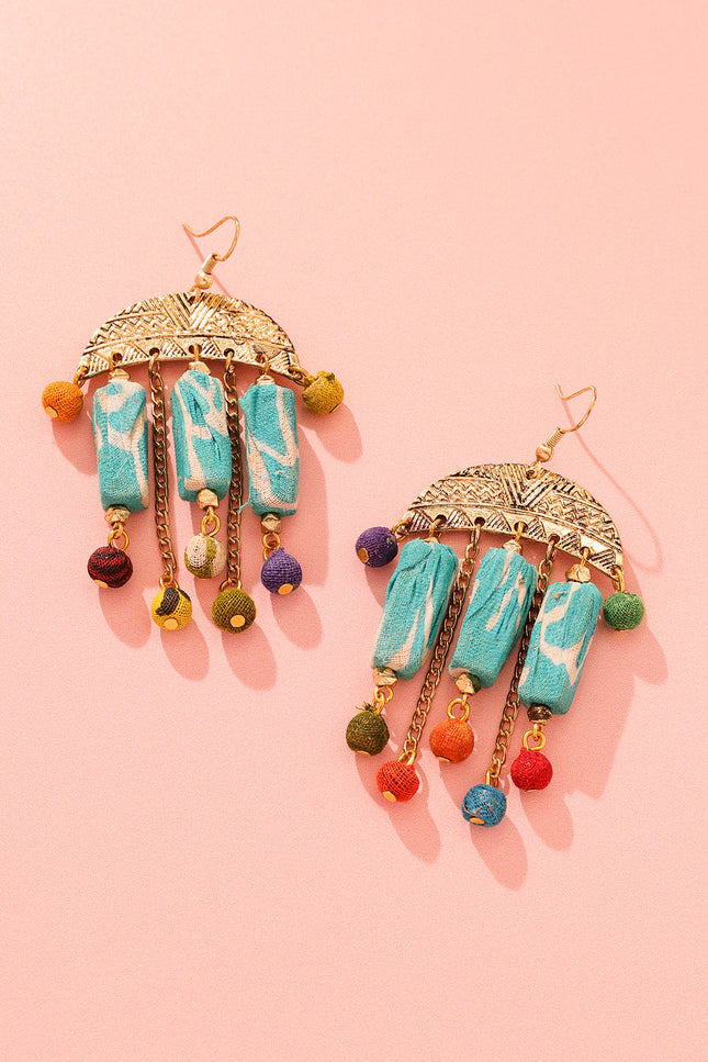 Semicircle Frame Dangle Earrings