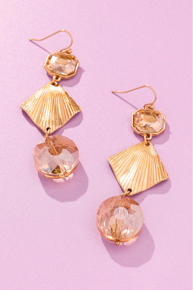 Gold and Champagne Geometric Earrings