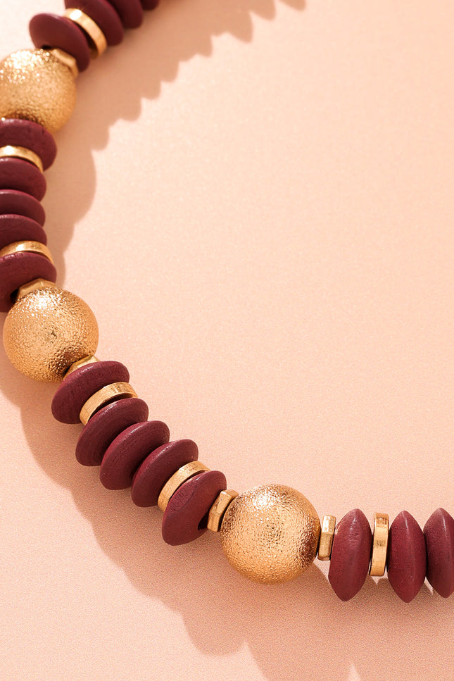 Burgundy Gold Necklace