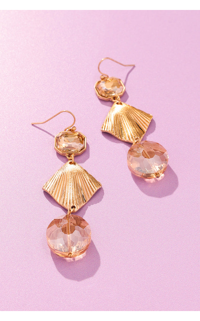 Gold and Champagne Geometric Earrings