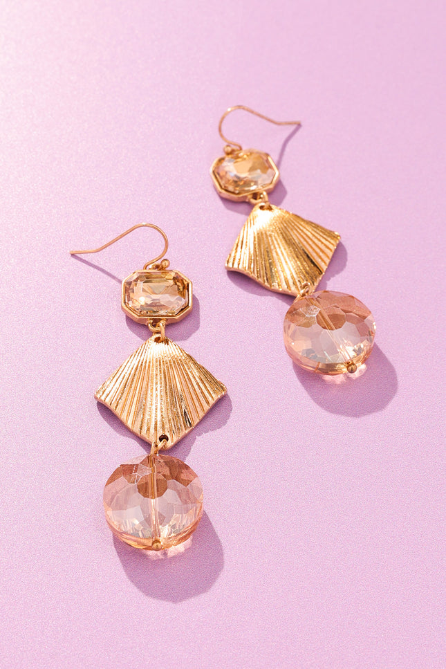 Gold and Champagne Geometric Earrings