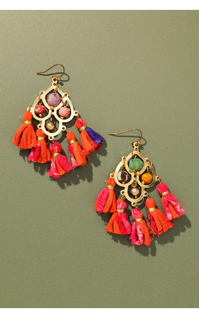 Vibrant Chandelier Tassel Earrings