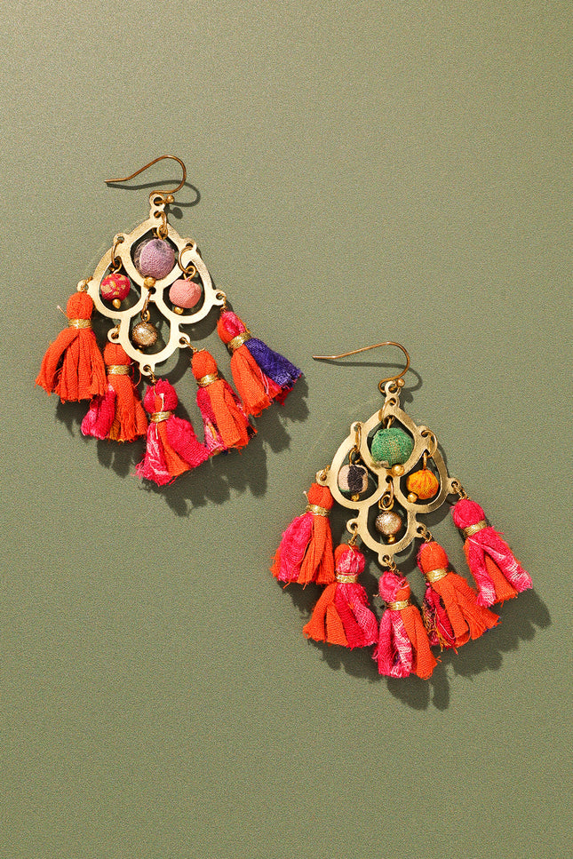Vibrant Chandelier Tassel Earrings