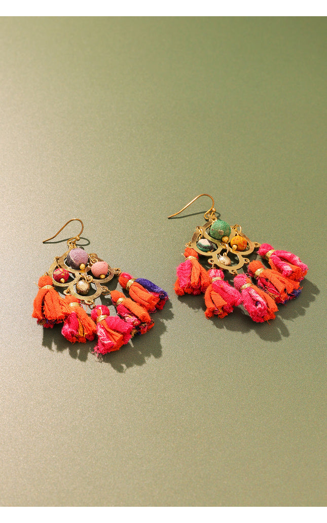 Vibrant Chandelier Tassel Earrings