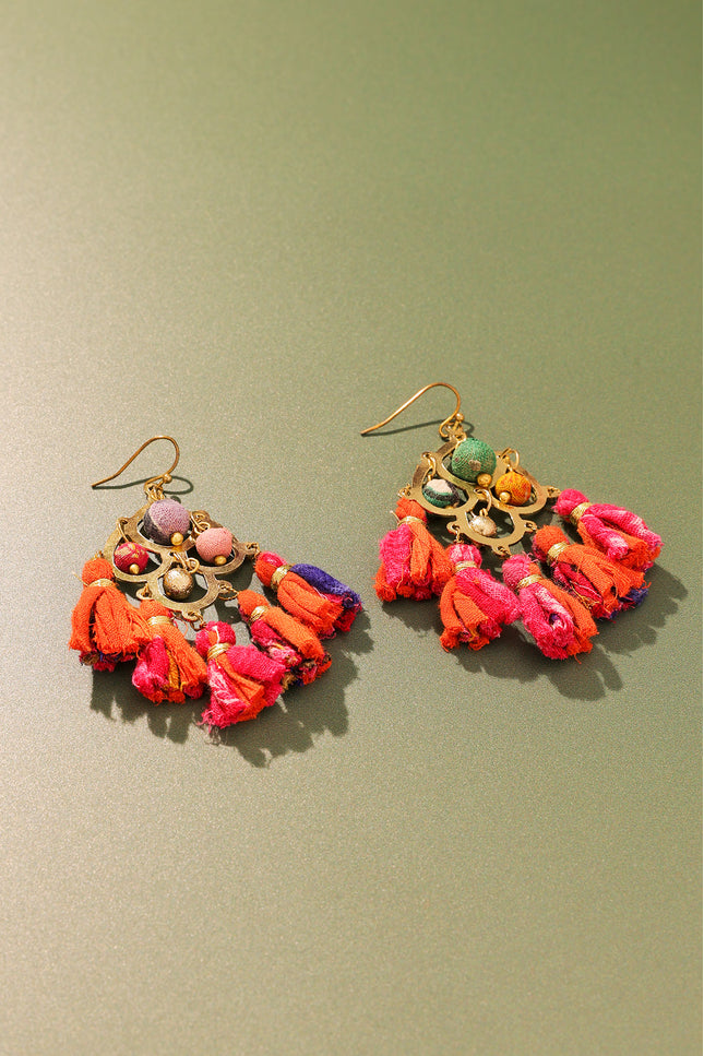 Vibrant Chandelier Tassel Earrings