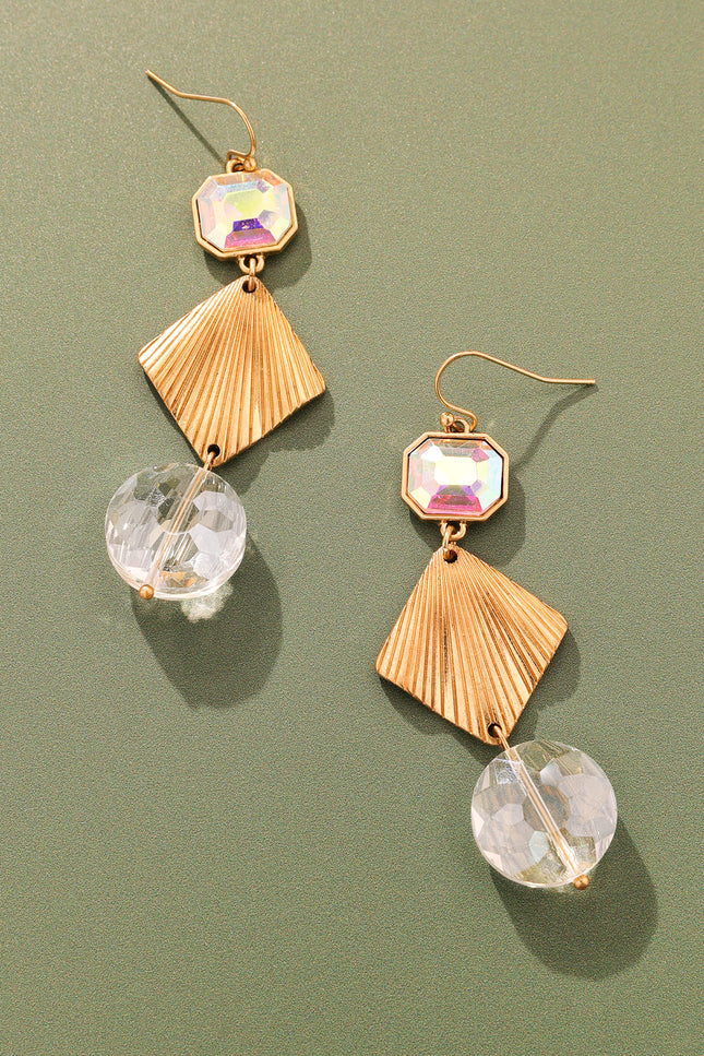 Iridescent Gold Geometric Earrings