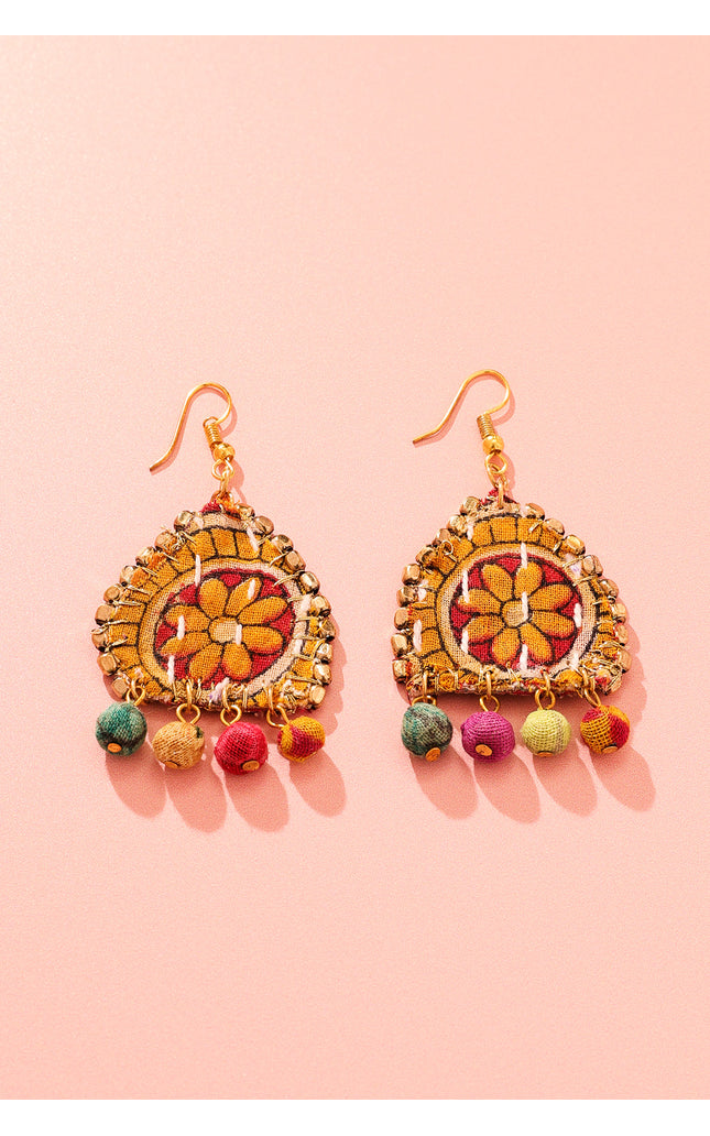 Patchwork Flower Drop Earrings