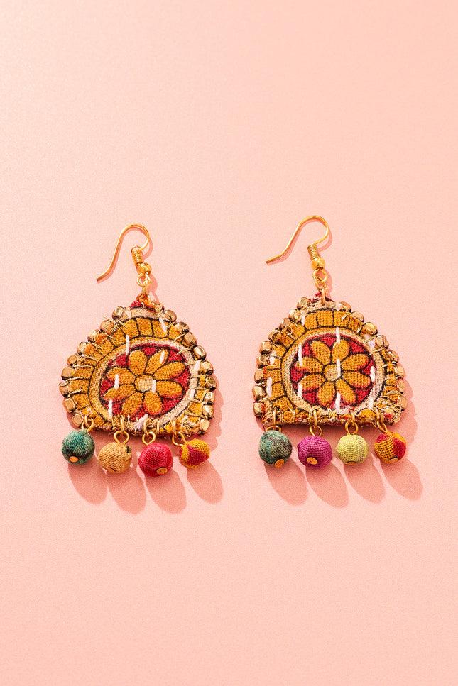 Patchwork Flower Drop Earrings