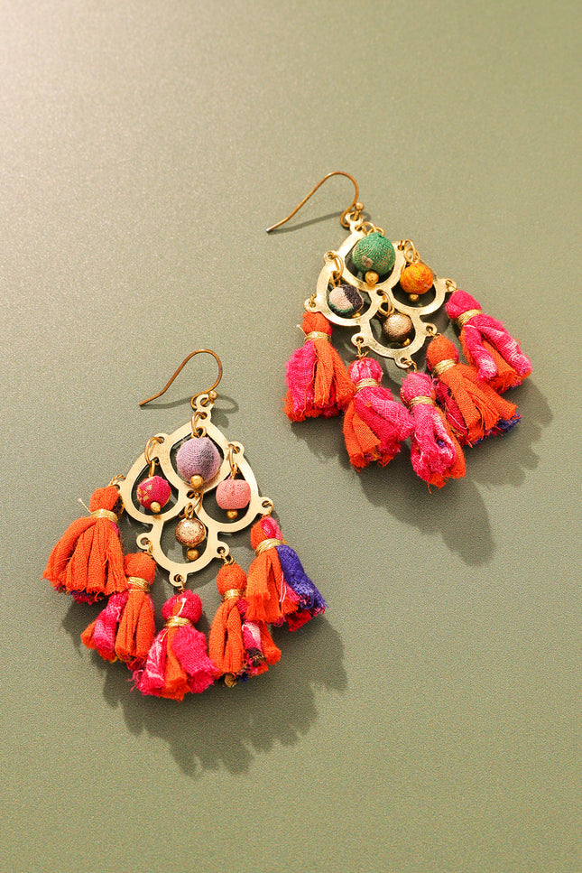Vibrant Chandelier Tassel Earrings