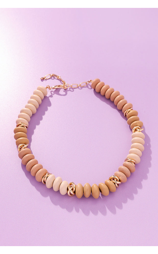 Sand Dune Wooden Beaded Necklace