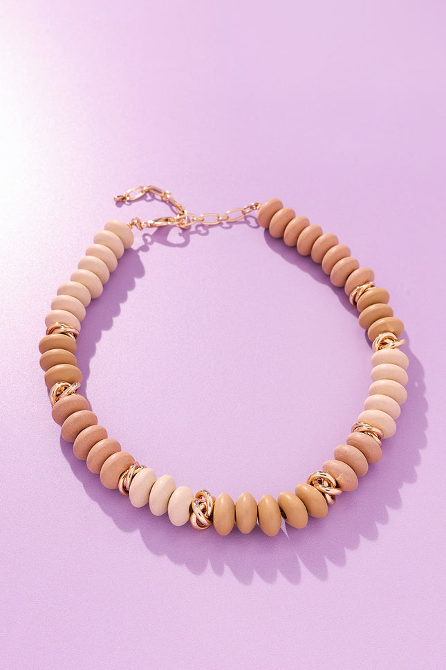 Sand Dune Wooden Beaded Necklace
