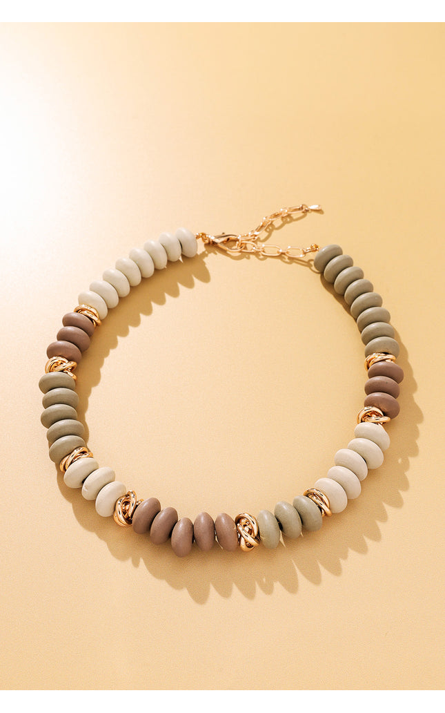 Earthy Tones Wooden Beaded Necklace