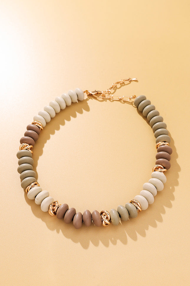 Earthy Tones Wooden Beaded Necklace