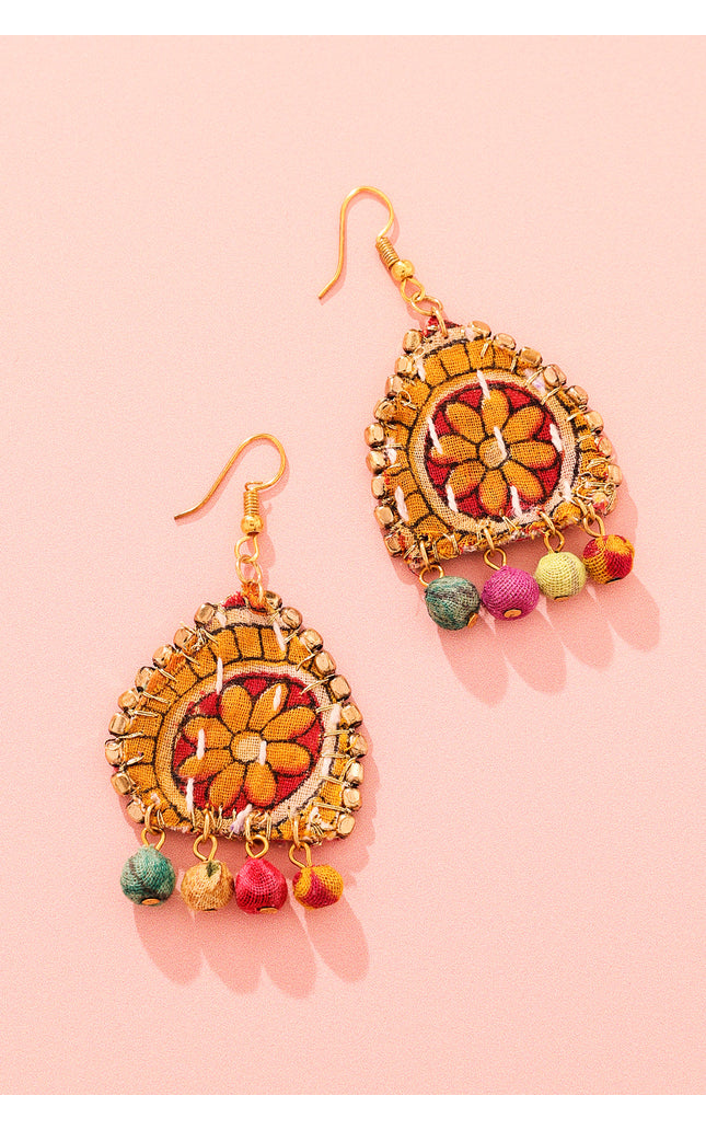 Patchwork Flower Drop Earrings