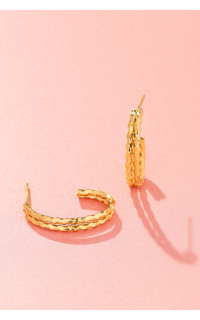 18K Gold Plated Braided Hoop Earrings