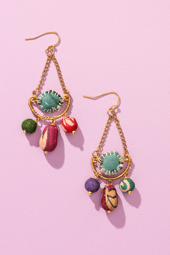 Fabric Drop Charm Earrings
