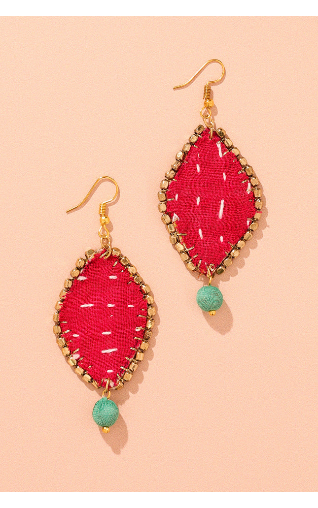 Diamond Patchwork Drop Earrings