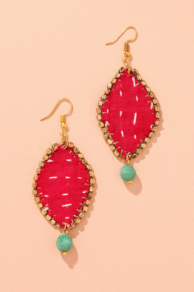 Diamond Patchwork Drop Earrings