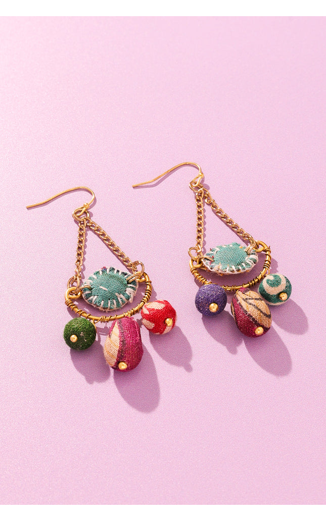 Fabric Drop Charm Earrings