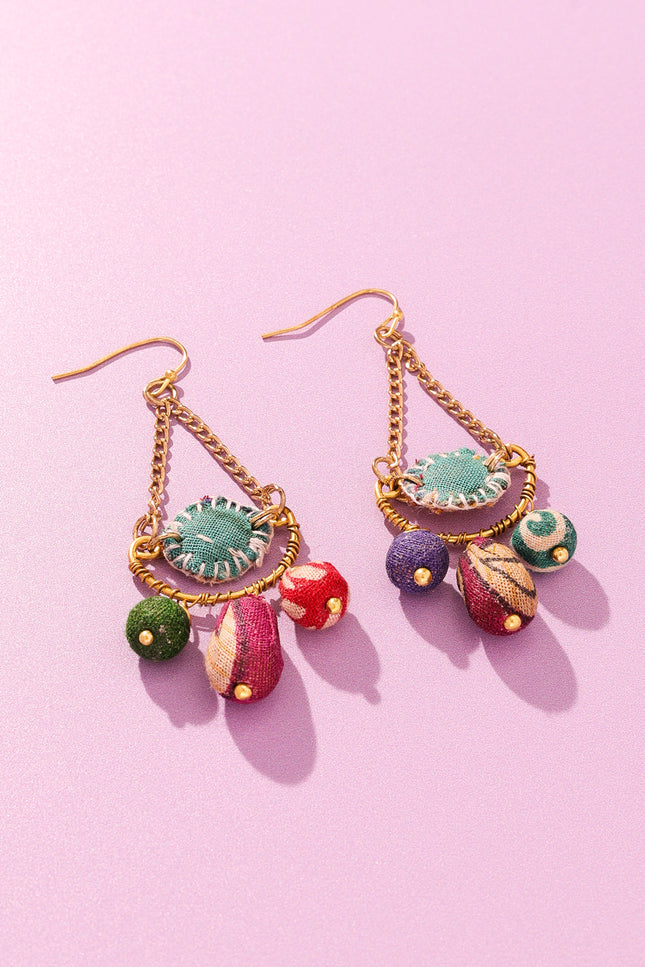 Fabric Drop Charm Earrings