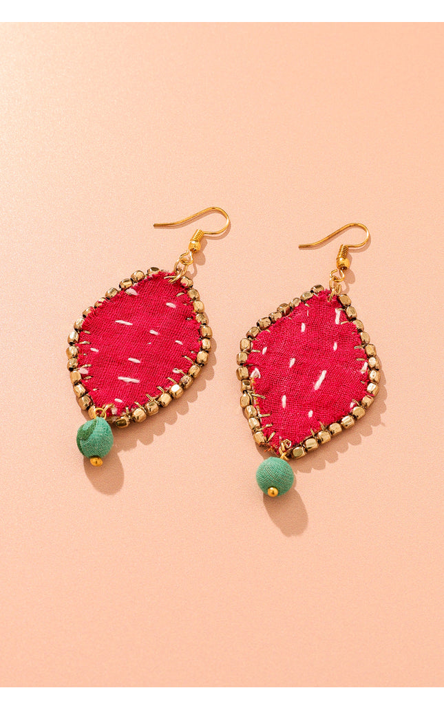 Diamond Patchwork Drop Earrings