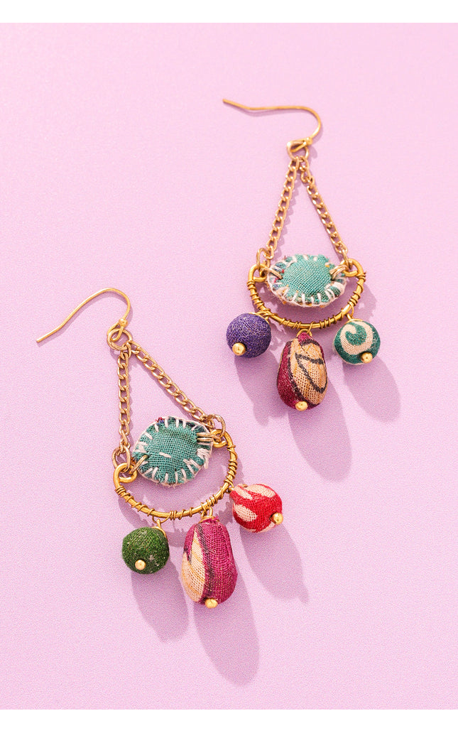 Fabric Drop Charm Earrings