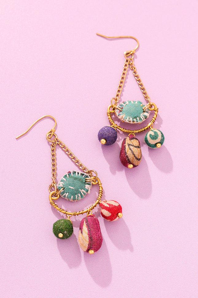 Fabric Drop Charm Earrings
