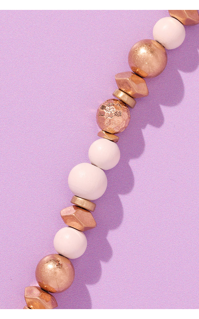 White and Gold Beaded Necklace