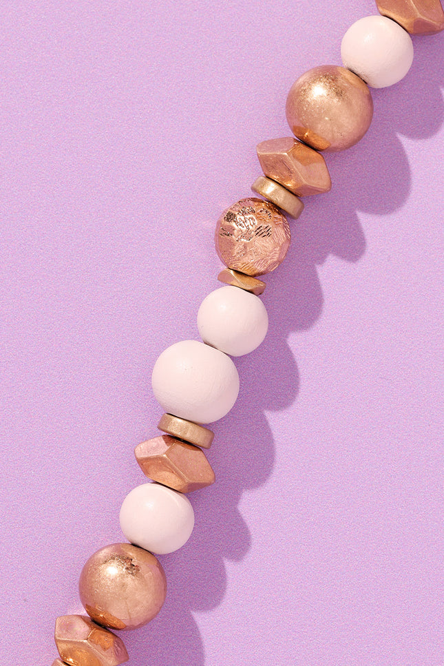 White and Gold Beaded Necklace