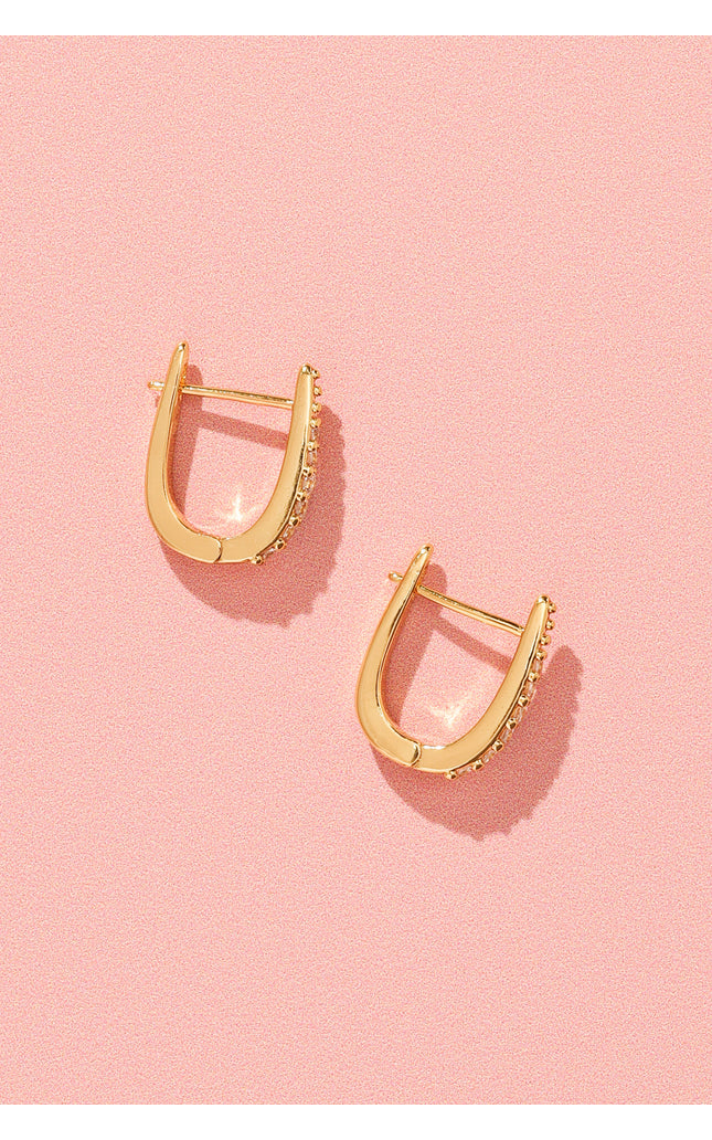 18K Gold Plated Pavé Huggie Hoops