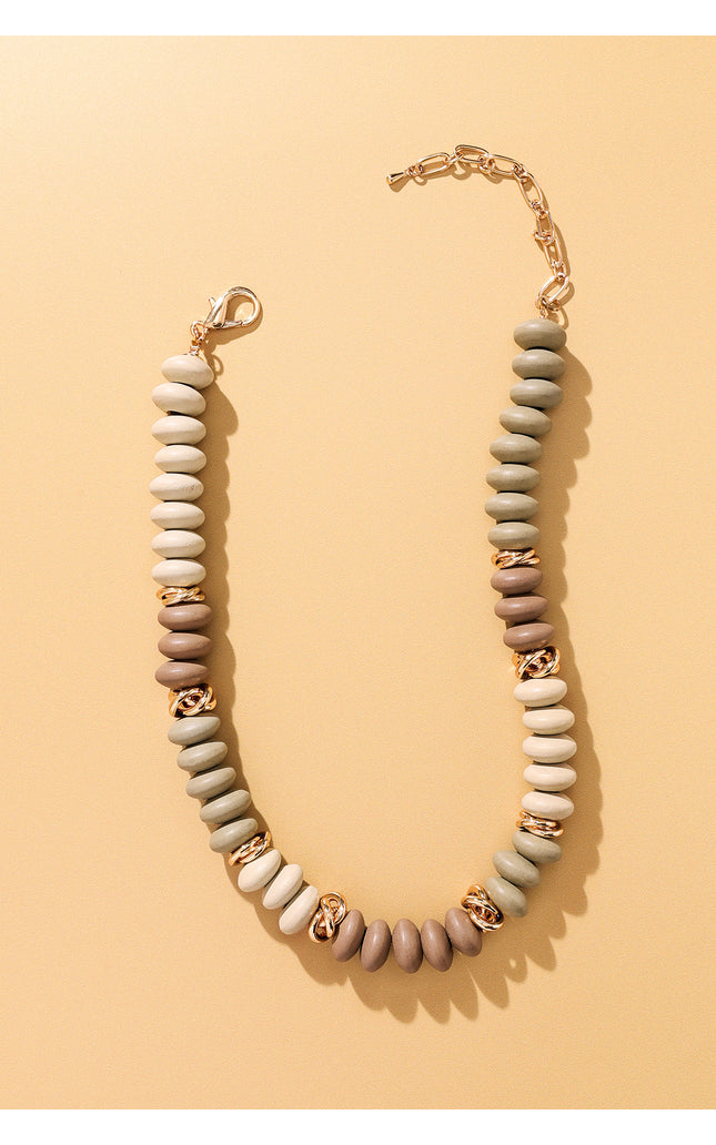 Earthy Tones Wooden Beaded Necklace