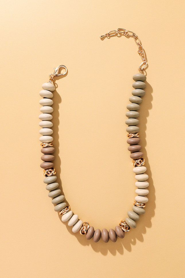 Earthy Tones Wooden Beaded Necklace